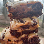 Decadent gooey ooey caramel brownies