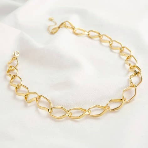 Diamond Link Gold Statement Necklace