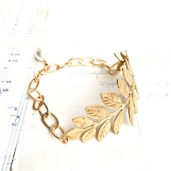 Gold Fern Leaf Grecian Bracelet