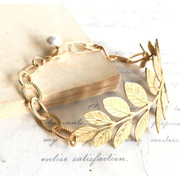 Gold Fern Leaf Grecian Bracelet