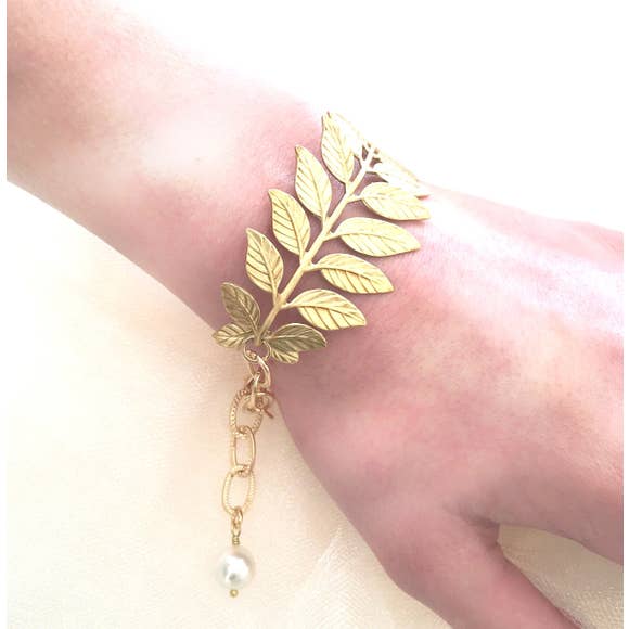 Gold Fern Leaf Grecian Bracelet