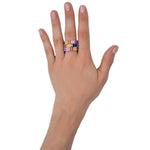 Rainbow Sapphire CZ Emerald Cut Eternity Ring