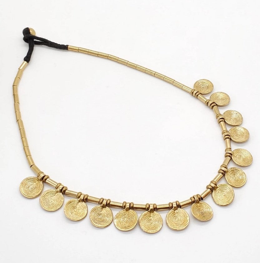 Brass Beaded Medallion Necklace