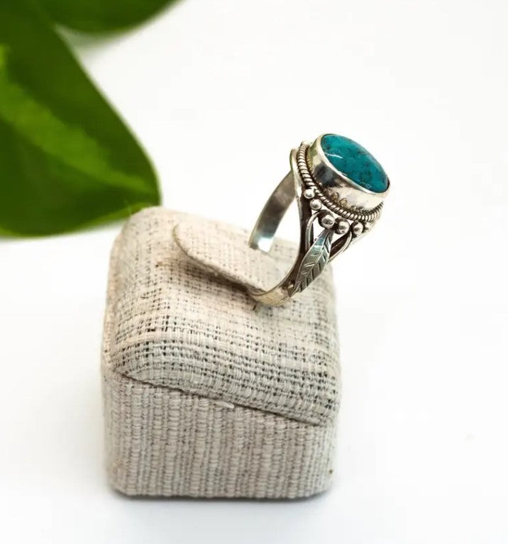 Tibetan Turquoise Leaf Ring