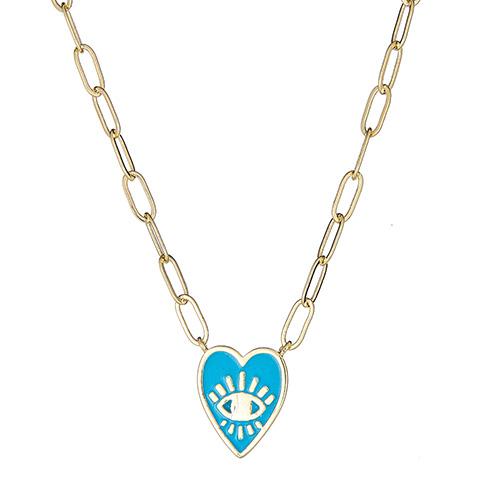 Enamel Heart Paper Clip Necklace