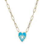 Enamel Heart Paper Clip Necklace