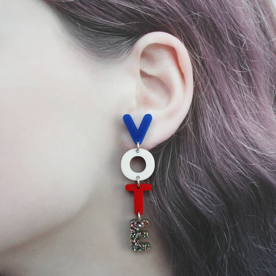 Vote Acrylic Dangle Earrings